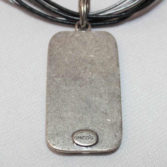 Chico's Melatlic Modern Art and Garnet Medalion Necklace - Picture 10 of 10